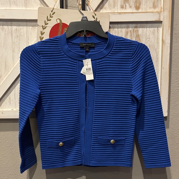 Nwt Ann Taylor Royal Blue Ribbed Cardigan - Picture 2 of 6